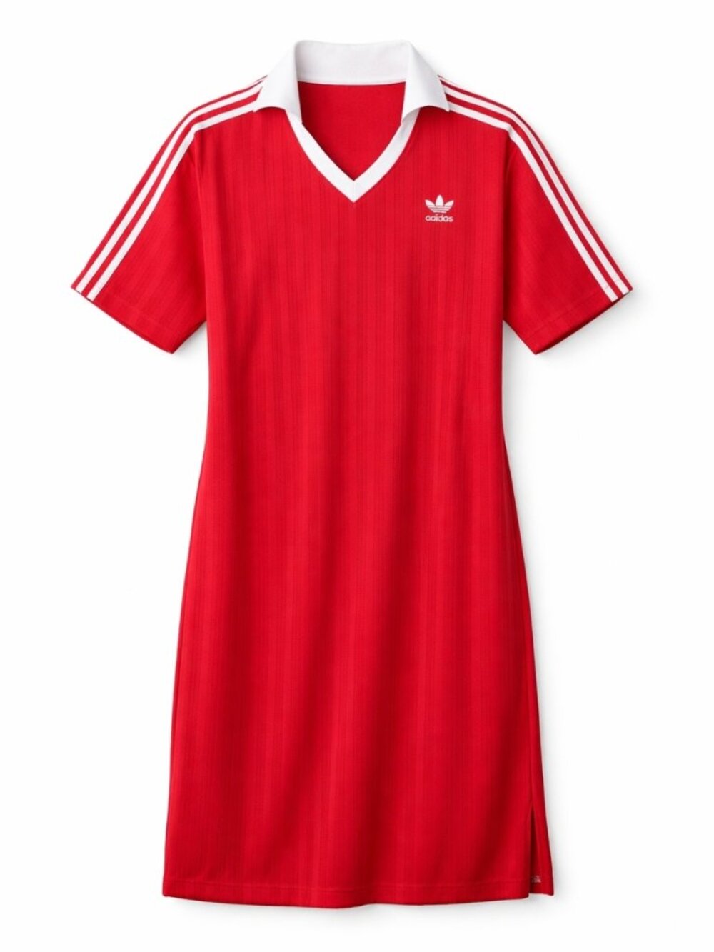Adidas Originals Adicolor 3 Stripes Football Jacquard V-Neck Polo Dress M Red